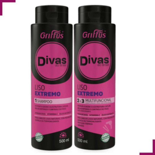  Kit Divas Liso Extremo Shampoo + Condicionador Griffus 500ml