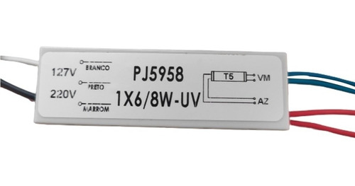 Reator Pj5958 Para Lâmpada T5 1x6w 1x8w Uv Bivolt