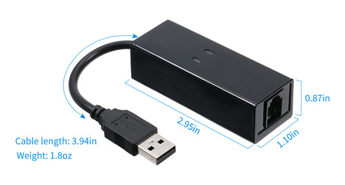 Módem Win External Xp/vista7/8/10 Usb De 56 K Para Dial De F