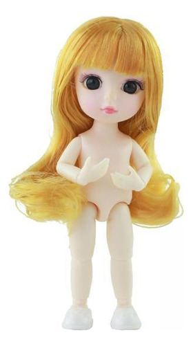 5 Moda Infantil 16cm Bjd Muñeca Pelo 13 Bolas Amarillo