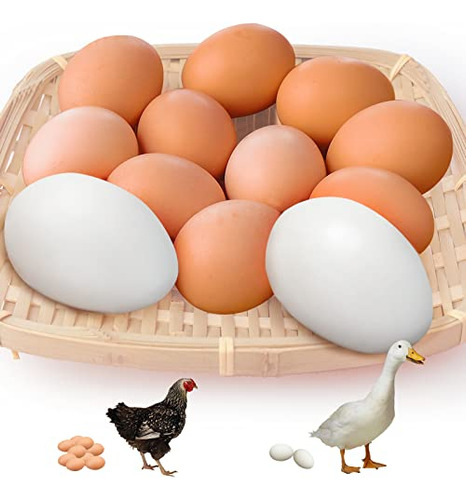 12 Huevos De Gallina Falsos De Madera, Huevos De Ganso Falso