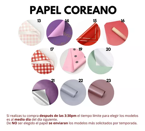 80 Pzas Papel Coreano Ramo De Flores Y/o Envoltura Paq #3