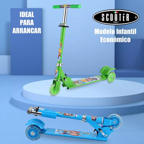 Imagen 4 de 8 de Monopatin Infantil 3 Ruedas Con Luces Marca Scooter Plegable