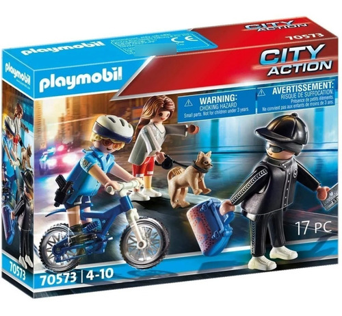 Playmobil 70573 City Action Bici Policial Persecucion Ladron