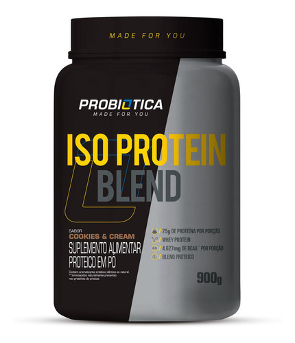 Whey Iso Protein Blend Cookies E Cream Pote 900g Probiotica
