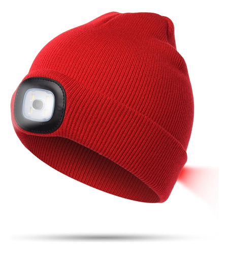 Gorro Led, Con Luz Recargable Por Usb, Rojo