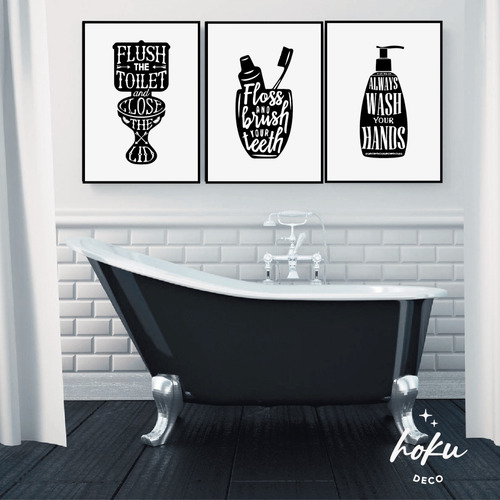Imagen 2 de 2 de Tripticos De Cuadros 15x21 Para Baño - (setx3)