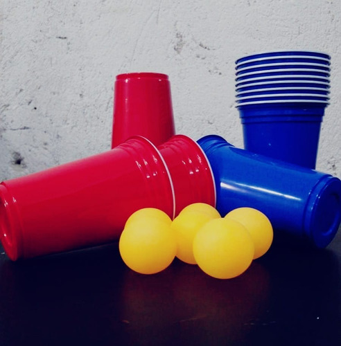 Jogo Beer Pong 20 Copos E 6 Bolinhas Cerveja Pong