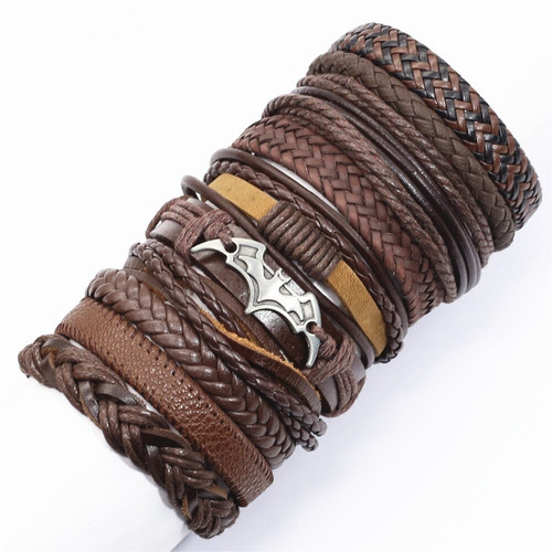 Manilla Pulsera Brazalete Batman Cuero Cafe Hombre Mujer