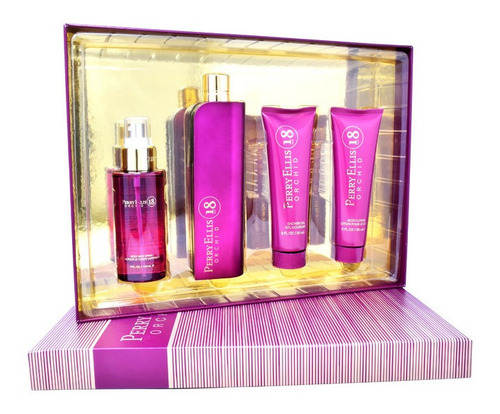 Set Perry Ellis 18 Orchid 4pzs100mledp/bl90ml/sg90ml/bm118ml