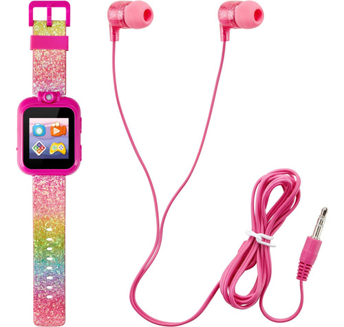 Reloj Inteligente P/niños Con Audífonos -arcoiris Glitter