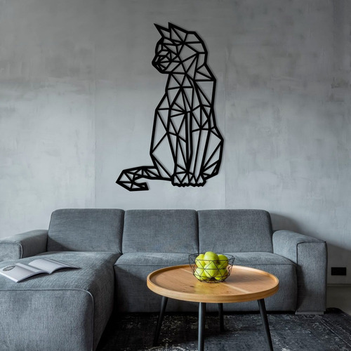 Imagen 1 de 3 de Cuadro Gato | Animales Decorativos Geométricos | Grande