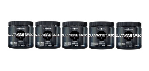 Promoção Atacado 5 Glutamina Turbo 150g - Black Skull 