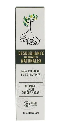 Desodorante Con Ingredientes Naturales Árbol Verde 65 Ml