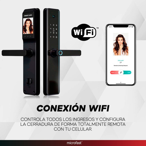 Imagen 2 de 9 de Cerradura Inteligente Smart Wifi Huella Cámara Timbre Exteri
