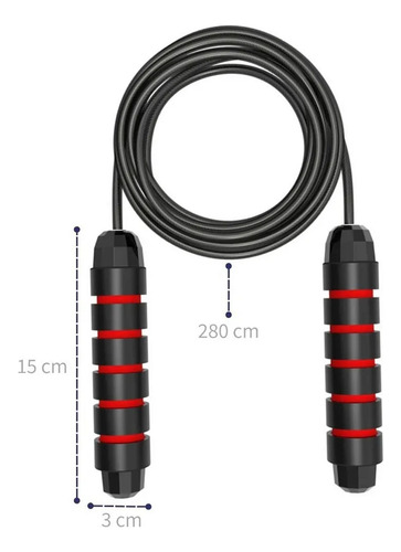 Cuerda Ajustable Para Saltar, Color Negro Y Rojo