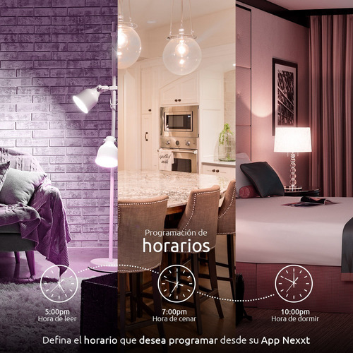 Imagen 5 de 5 de Kit Bombillos Inteligentes Nexxt Nhb-c110 Pack X4 Rgb Wifi