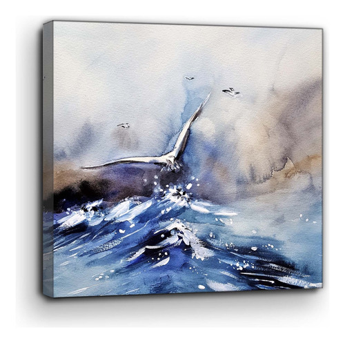 Cuadro Canvas Gaviota En El Mar 80x80 Cm