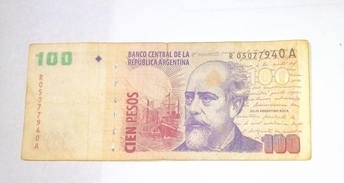 Billete Argentina $ 100 G. Roca Reposic. 2*diseño B.3755 Vf