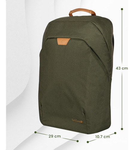 Backpack Techzone Porta Laptop Pet Reciclado Eco Hero Green Color Verde Diseño De La Tela Liso