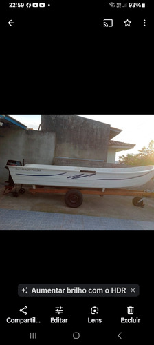 Barco 5 Lugares Fibranautica. Com Motor 15 Hp.