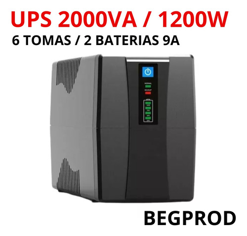 Ups 2000va / 1200w 6 Tomas 12v9a Bateria 