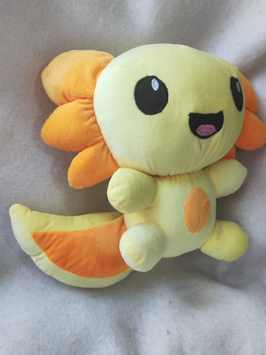 Ajolote Peluche Suave 30x30cms De Calidad Crema Naranja