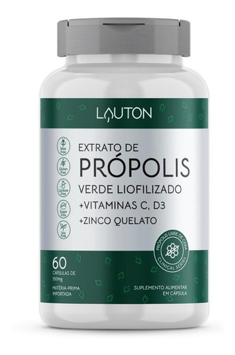 Própolis Verde Vitamina C, D3, Zinco Quelado 60 Cáps Lauton