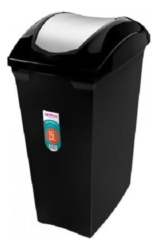 Lixeira Basculante Plastico Sanremo Cesto Lixo 15l Preto