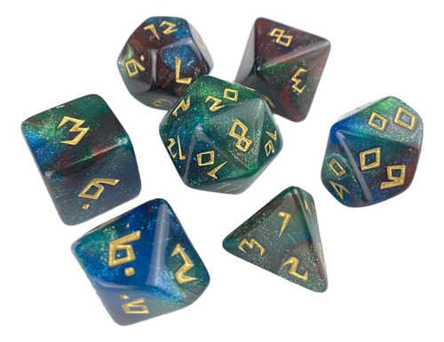 Juego De Dados Poliédricos D20 D12 D10 D8 D6 D4, 7 Piezas