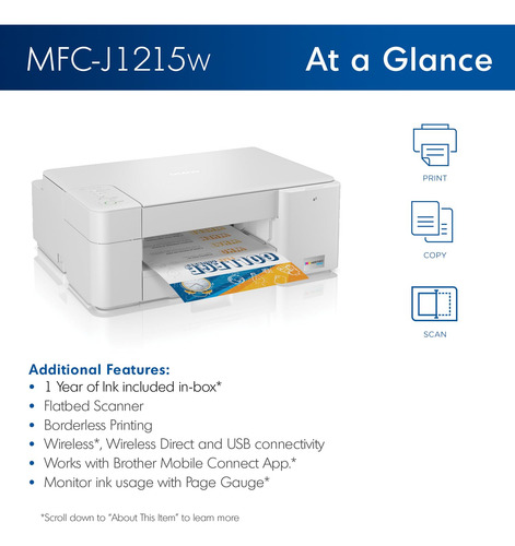 Impresora Brother Mfc-j1215w Ininvestment Tank De Inyección