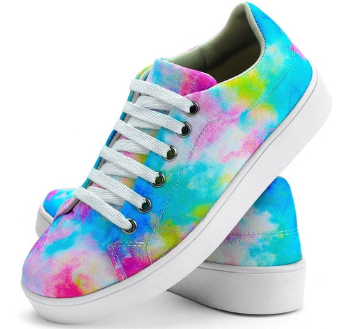 Tênis Casual Feminino Neway Tie Dye Now Colorido Original 