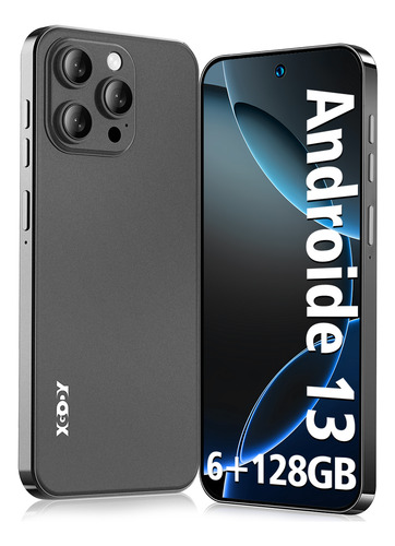 Teléfono Móvil Smartphone Xgody V80j 6+128gb Ram Dual Sim 6.528 Pulgada Hd Android 13 Cell Phone Con Reconocimiento Facial Y Desbloqueo 5000mah Gris