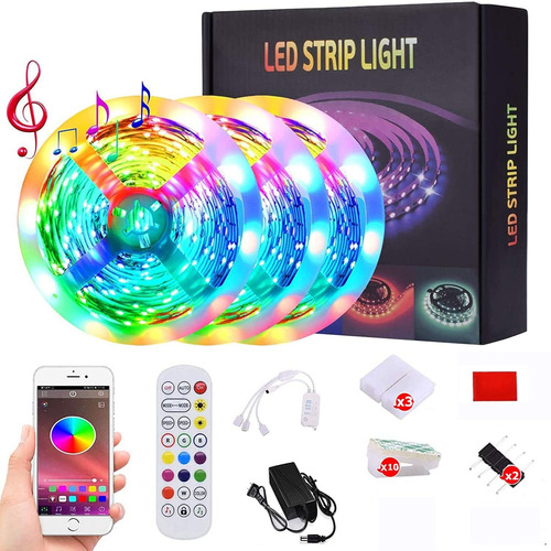 Tira Luz Led 50 Pie Sincronizacion Musica Color Rgb Kit Tv