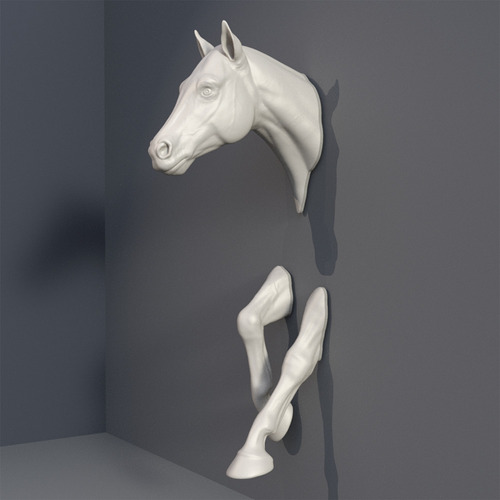 Escultura De Caballo Saliendo De La Pared Adorno Impreso 3d