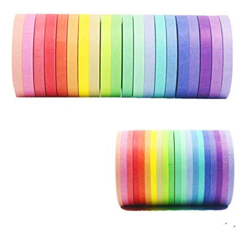 Cinta Adhesiva Washi 3mm Y 5mm Arcoiris X 40rollos De 5m