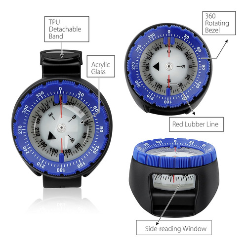 Scuba Compass, Compass De Muñeca De Buceo Impermeable Profes