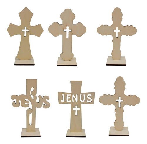 6 Unids De Pie Cruz De Madera Decoración De Bautismo Cruces