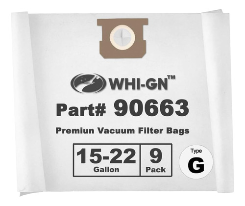 Paquete De 9 Bolsas Para Aspiradora Shop-vac De 15-22 Galone