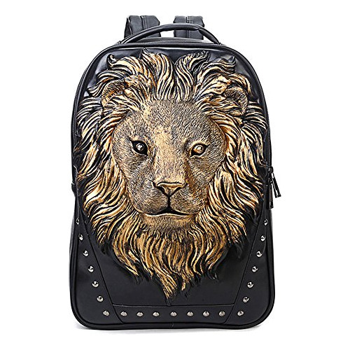 Mochila 3d Animal Head, Impresionante Pu Leather Cool Yxes6