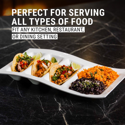 Plato Apilable Para Servir Tacos Con Divisores, Elegante Sop