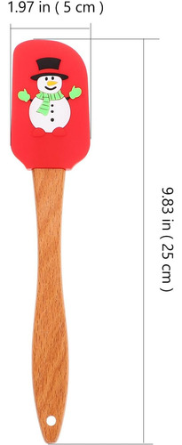 Juego De Espátulas Navideñas En Silicona Y Madera