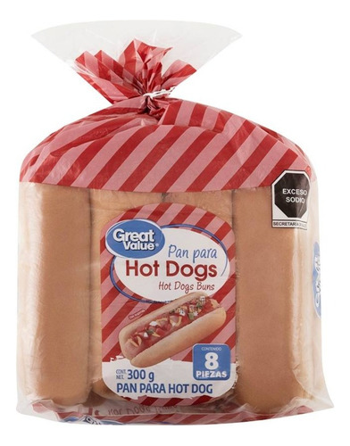 Pan Para Hot Dog Great Value 8 Pzas 300 G