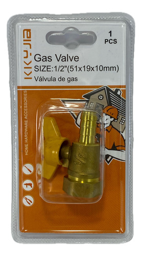 Llave De Paso Bronce Para Gas 1/2 X 3/8 Salida