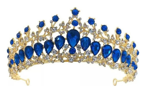 Accesorios Para Cabello Lujoso Corona De Reina Tocados Novia Color Azul