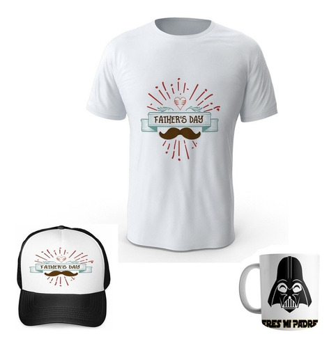 Combo Camiseta + Gorra + Mug Dia Del Padre Papá R1