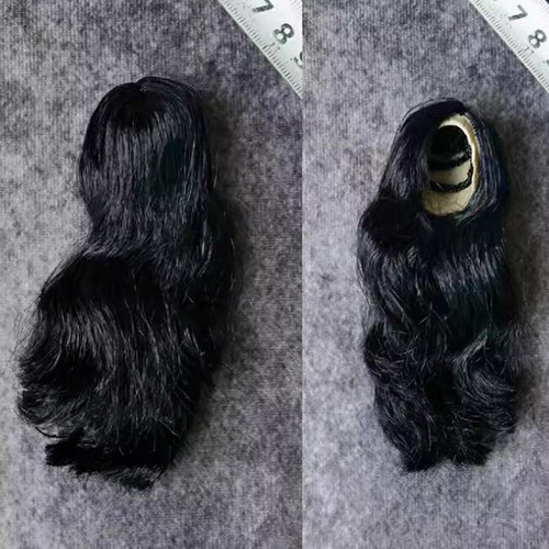 Peluca De Pelo Femenino Para Muñeca, Pelo Rizado Negro