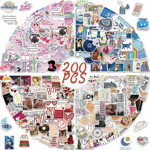 200 Pcs Taylor Music Stickers Pack,vinyl Waterproof Cbnhi