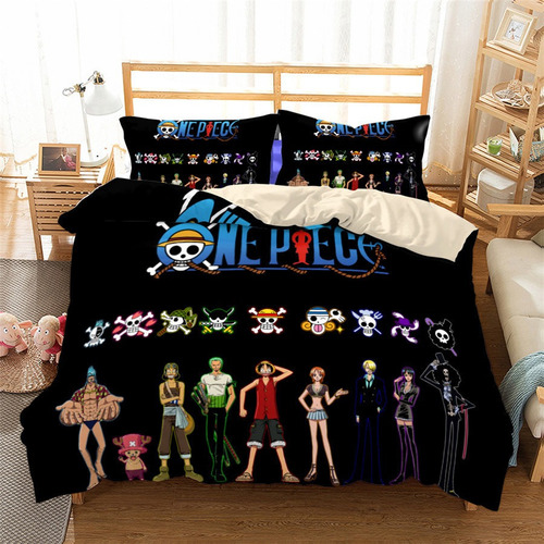 Juego De Cama Anime One Piece De 3 Piezas, Doble Size