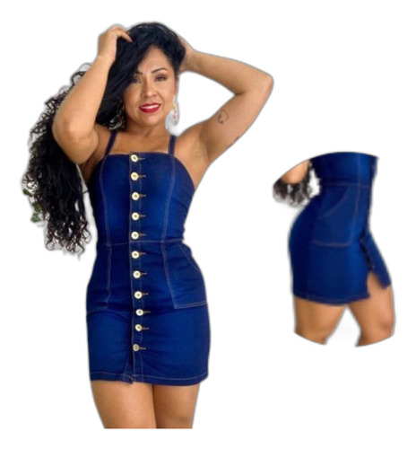 Vestido Moda Jeans Azul Escuro C/ Elastano Elegância